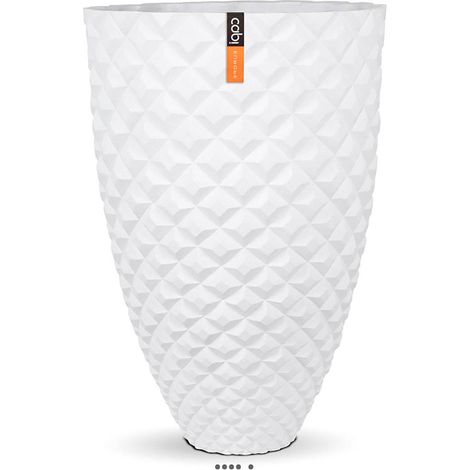 Joli grand vase effet 3D fibres synthétiques H 87 x D 59 cm Blanc - dimhaut: H 87 cm - couleur: Blanc neige (1/2)