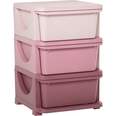 3-stufiges Kinderregal, rosa Kunststoff-Kommode OKMYHOME (1/5)