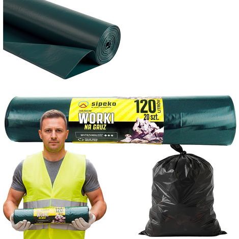 120-Liter-Bauschuttsäcke aus schwarzem LDPE, 20er-Packung (1/4)