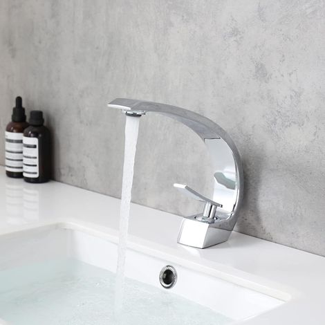 robinet de salle de bain robinet salle bain , Elégant Robinet Salle de Bain Laiton Chromé, Moderne et unique Robinet Mitigeur Lavabo Monotrou (1/5)