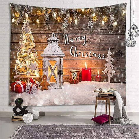 Tapisserie murale de Noël Sapin Blanc Neige Décoration festive 3 pièces pour salon chambre, tissu doux, idéal cadeau (1/5)