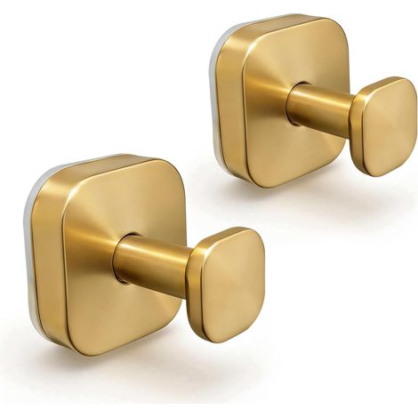 Ganchos con ventosa para colgar toallas sin necesidad de taladrar aptos para su instalación en el baño y la cocina (juego de 2, color dorado). (1/5)