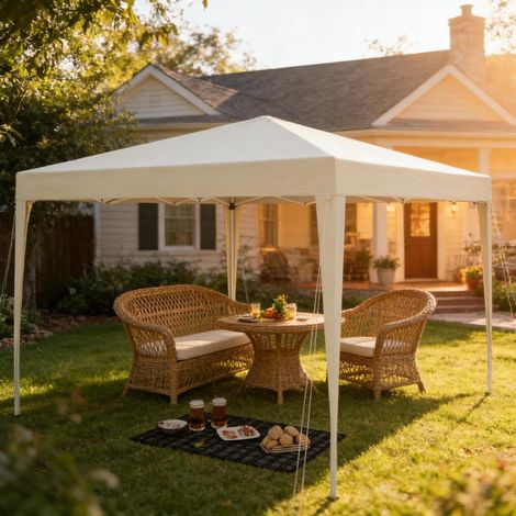 Pavillon jardin tonnelle pliante réglable jaune clair HAVRYA (1/5)