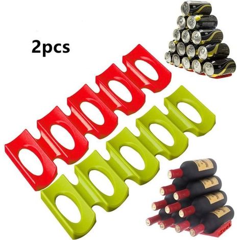 Porte Bouteille Frigo - Non spécifié - 2pcs - Silicone - Rouge - Empilable et facile à nettoyer (1/4)