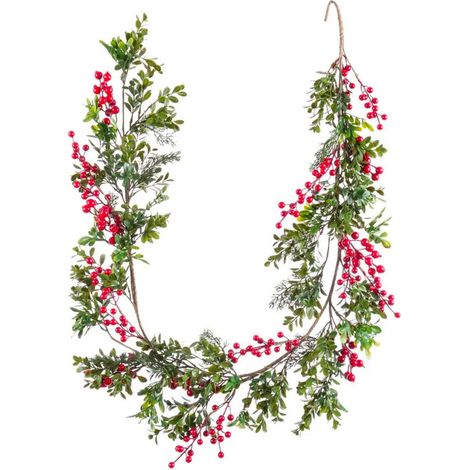 Guirlande sapin de Noël houx rouge et vert 150cm (1/3)