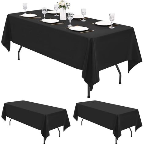 2er-Set Tischdecken Schwarz 153x260 cm, Rechteckig, Waschbar, Wasserabweisend