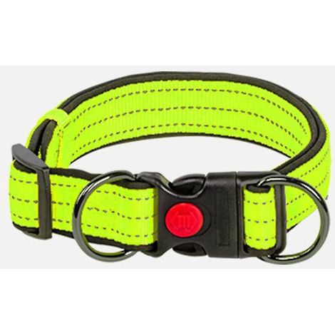 un Collier Pour Chien M Vert Fluo, Collier En Nylon Adapt Au Dressage Moyen Rglable Et Rflchissant (1/5)