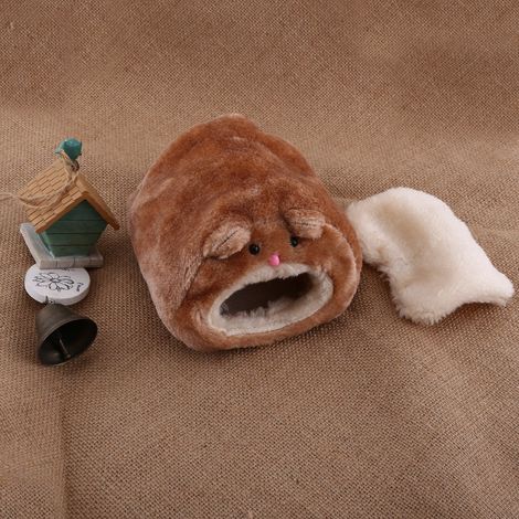 Nid pour animaux de compagnie, mignon, doux et chaud, style dessin animé, pour hamster, souris, petit animal, grotte, hamac (marron foncé) (1/3)