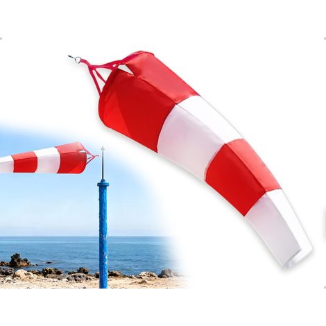 Outdoor Windsock Wind Direction Indicator Red and White Weathervane with Reflective Strips and Polyester Belt for Gardens, Airports and Lawns (1/5)
