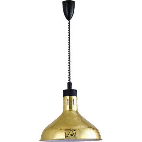 Lampe chauffante rétractable E27 pour buffet, finition dorée, hauteur réglable, idéale pour les cafétérias et les restaurants buffets. (1/5)
