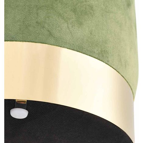 Tabouret Vert moutarde et doré Velours 28 x 36 cm