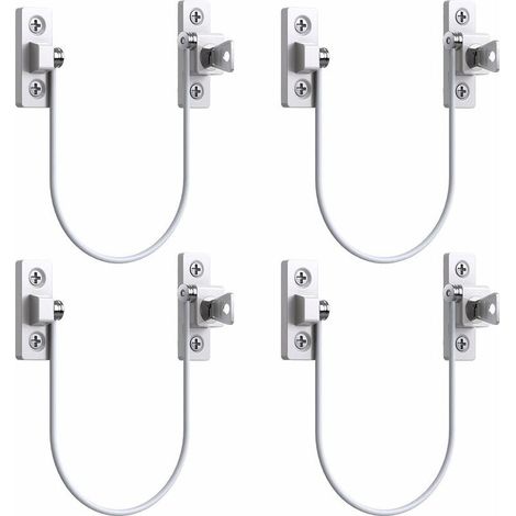 4pcs Entrebâilleur Fenêtre Porte Restricteur de Porte de Fenêtre Verrou Fenetre UPVC Verrouillage de Limite Verrou de Sécurité Câble Serrure de Limite Avec Clé et Vis (1/4)
