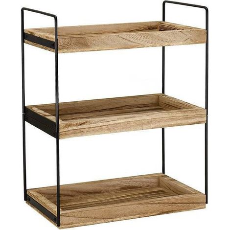 Étagère de comptoir à 3 niveaux en métal noir – Rangement rustique pour cuisine, salle de bain ou décoration intérieure (1/5)
