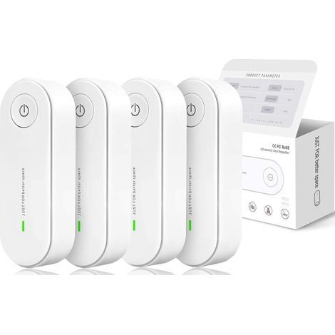 Lot de 4 répulsifs anti-nuisibles ultrasoniques d'intérieur, répulsif électronique - Repousse les nuisibles, les cafards, les rats, les araignées, les puces et les mouches.