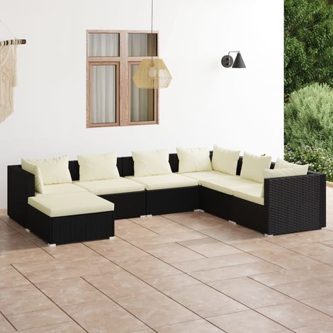 Salon de jardin 7 pcs - Canapé de jardin - Ensembles de Meubles d'exterieur - avec coussins Résine tressée Noir Chic-818845 (1/5)