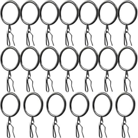 20 Pièces Curtain Rings,Anneaux de Rideaux Métal und Crochet Rideau Metal,Rideau de Porte,Rideaux de Douche(Noir) (1/4)