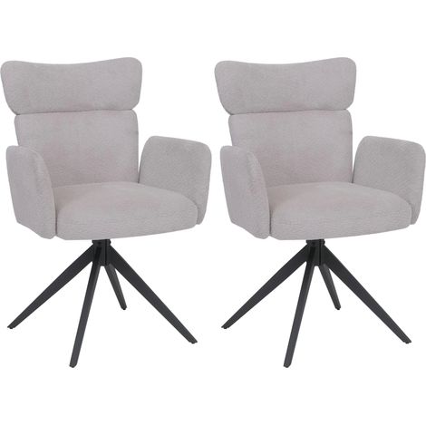 Juego de 2 sillas de comedor giratorias con función de retorno automático tela bouclé gris claro con patas de metal 040008820 (1/5)