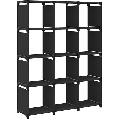 vidaXL Étagère d'affichage 12 cubes Noir 103x30x141 cm Tissu (1/5)