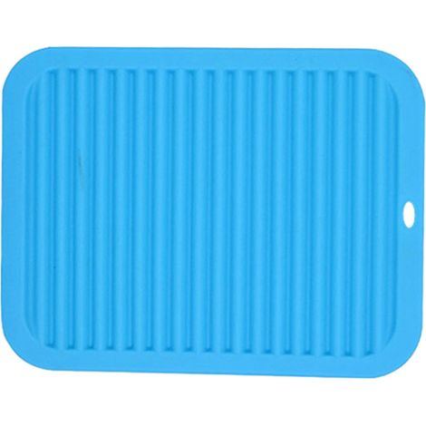 Dessous de verre antidérapant et imperméable en silicone, tapis isolant thermique, set de table en silicone, bleu (1/5)
