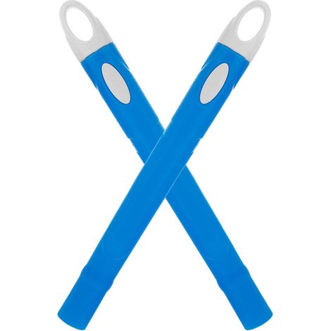 Lot de 2 poignées bleues en acier inoxydable pour manches à balai et à serpillière (1/5)