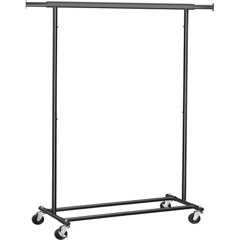 Appendiabiti su Ruote in Acciaio Nero con Ripiano - Stile Industriale (1/5)
