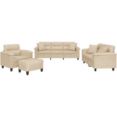 Maison Exclusive - Ensemble de canapés 4 pcs avec coussins Crème Tissu microfibre