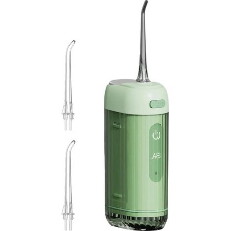 Irrigador bucal - Cuidado bucal en casa - Inalámbrico e impermeable - Depósito de agua de 200 ml - Verde