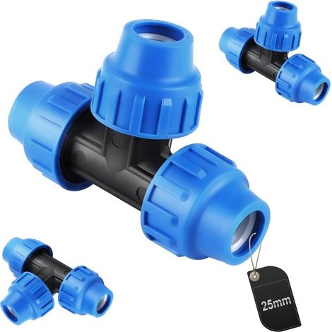 Raccord PP pour Tube PE 25mm, Connecteur en T pour Tuyau d'eau, Connexion PPR PVC, 3 Pièces (1/5)