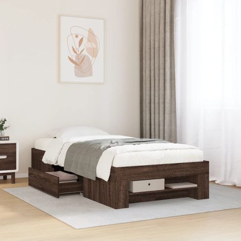 vidaXL Estructura de cama sin colchón madera marrón roble 90x190 cm (1/5)
