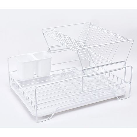 Égouttoir de cuisine, porte-couverts en fil métallique, étagère de rangement multifonctionnelle à double niveau, étagère de comptoir-AquaForge (1/4)
