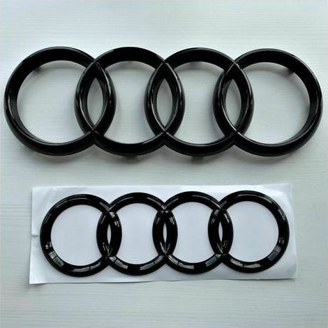 Anneaux d'emblème de marque Audi noir brillant avant et arrière A1 A3 A4 A5 273 mm 192 mm (1/2)