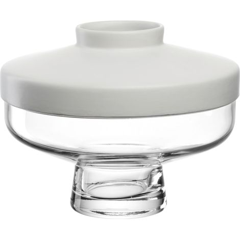 Vase en Verre, pour Arrangements Floraux créatifs, diamètre : 7,4 cm, en céramique et Verre, Design Moderne, pour Le Salon, Hauteur : 16,5 cm, Blanc, 055266 (1/5)
