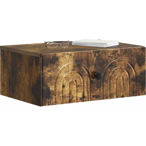 Maison Exclusive - Mobiletto da notte a muro Rovere Fumo 49 x 34,5 x 20 cm