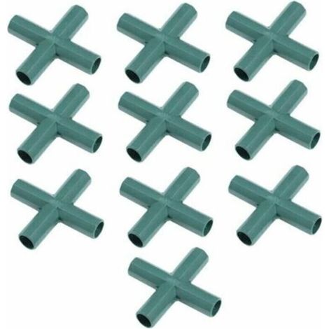 Connecteurs de cadre en plastique, connecteurs tubulaires à angle droit, connecteurs pour la construction de serres, 16 mm, 4 voies, en croix, lot de 10 (1/4)