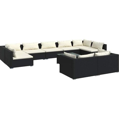 Maison Exclusive - 10-tlg. Garten-Lounge-Set mit Kissen Schwarz P (1/5)