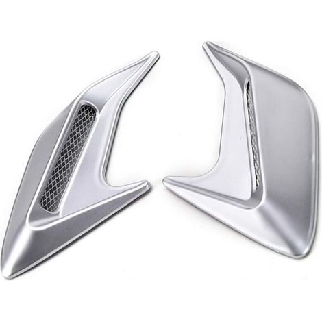 KZQ Entrada de aire decorativa para coche, 2 pegatinas universales para rejilla de ventilación de flujo de aire, accesorio modificado, chapado en plata. (1/3)