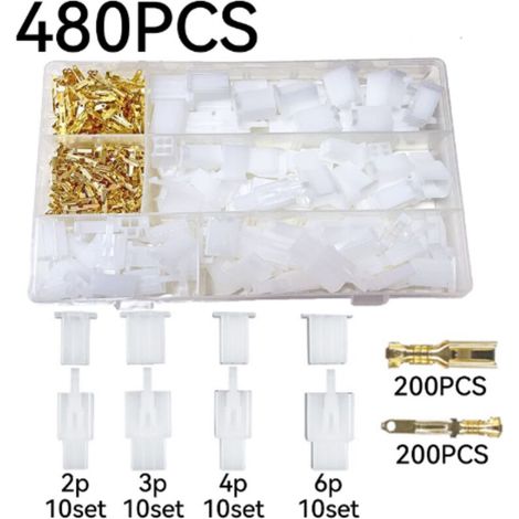 480 Pièces Automobile Connecteur Kit, 2 3 4 6 Broches Automobile Fil Électrique Connecteurs Kit, 2.8 mm Fil Électrique Connecteurs Kit, pour Moto (1/5)