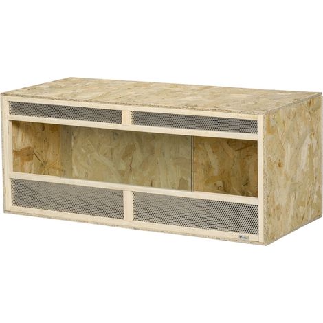 Glasterrarium 120 x 50 x 50 cm thermostatisch robust mit luftungsgitter schiebetur fur schlangen spinnen osb platte naturholz 202105174 (1/5)