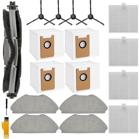 19-teiliges Ersatzteilset für AIRROBO GT21 / T25+ / T30+ Saugroboter: 1 rotierende Bürste, 4 HEPA-Filter, 4 Reinigungstücher, 4 Staubbeutel, 4 Seitenbürsten und 2 Zubehörteile. (1/5)