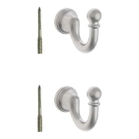 2x Crochet embrasse rideau 36mm en acier finition nickel satiné avec vis spéciale Mural Cuisine Salle de bain Torchon Porte Manteau Serviette Sac Couvert Vêtement Dressing Meuble Placard Patère (1/2)
