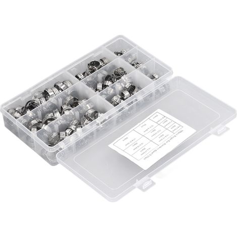 Kit de 180 colliers de serrage pour durites de carburant, en acier inoxydable, accessoires pour conduites d'injection, à une seule oreille. (1/5)