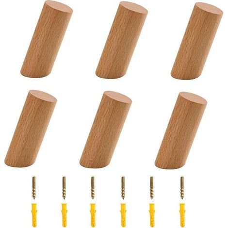Wooden coat hook, natural finish, wall-mounted, clothes hanger for entryway, coat hook for hanging clothes, hats, scarves in bedroom, living room, hallway decoration (1/4)