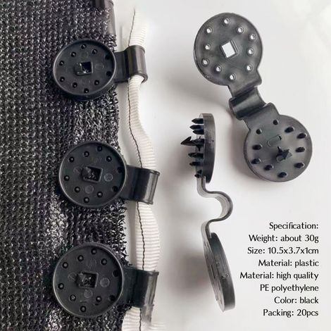 20-teiliges Spezialclip-Set mit Öse, Befestigungsclips für Sichtschutz- und Schattierungsnetze, für Sichtschutznetze, Schattierungsnetze, Sichtschutznetze, Zaunschutznetze (1/5)