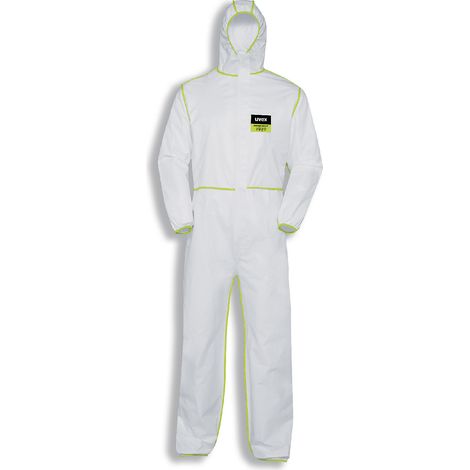 Uvex 5/6 Classic Chemikalien-Schutzanzug - Weiß-Grüner Einweg-Overall - Partikeldicht: XXXL (1/5)