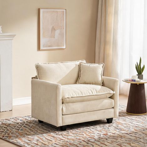 Fauteuil nuage 1 place en tissu chiné beige 75 x 107 x 84 cm (1/5)