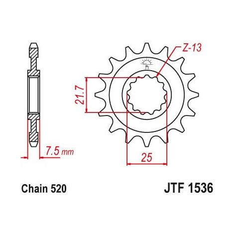 Pignon Lightweight Yamaha - 520 - 15 Dents - Similaire JTF1536 - Made in Germany