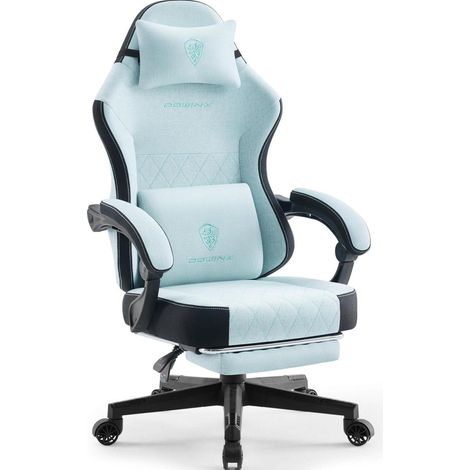 Gaming Stuhl Stoff Massage Lendenwirbelstütze Bürostuhl Fußstütze Ergonomischer (1/5)