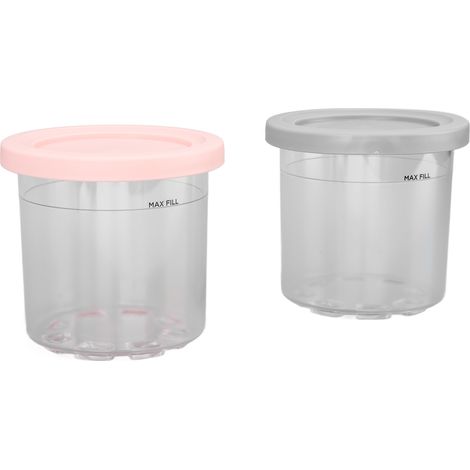 Lot de pots à glace, 600 ml, récipient de conservation pour glace, gris et rose, pour Ninja NC299AMZ NC300s (1/5)