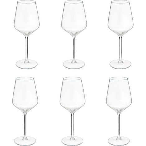 Lot de 6 verres à vin 38cl en verre transparent – Forme ronde – Pour dégustation de vin rouge et blanc – Poids léger 0,12 kg – Secret De Gourmet