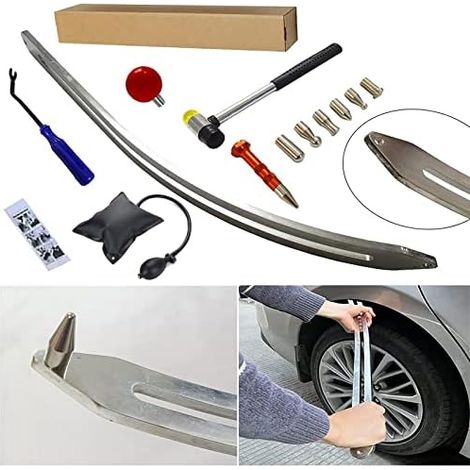 12 pièces/Ensemble Auto Voiture débosselage Garde-Boue réparation dommages extracteur Arc Pied-de-biche Outils Crochet tiges Kit - (1/5)